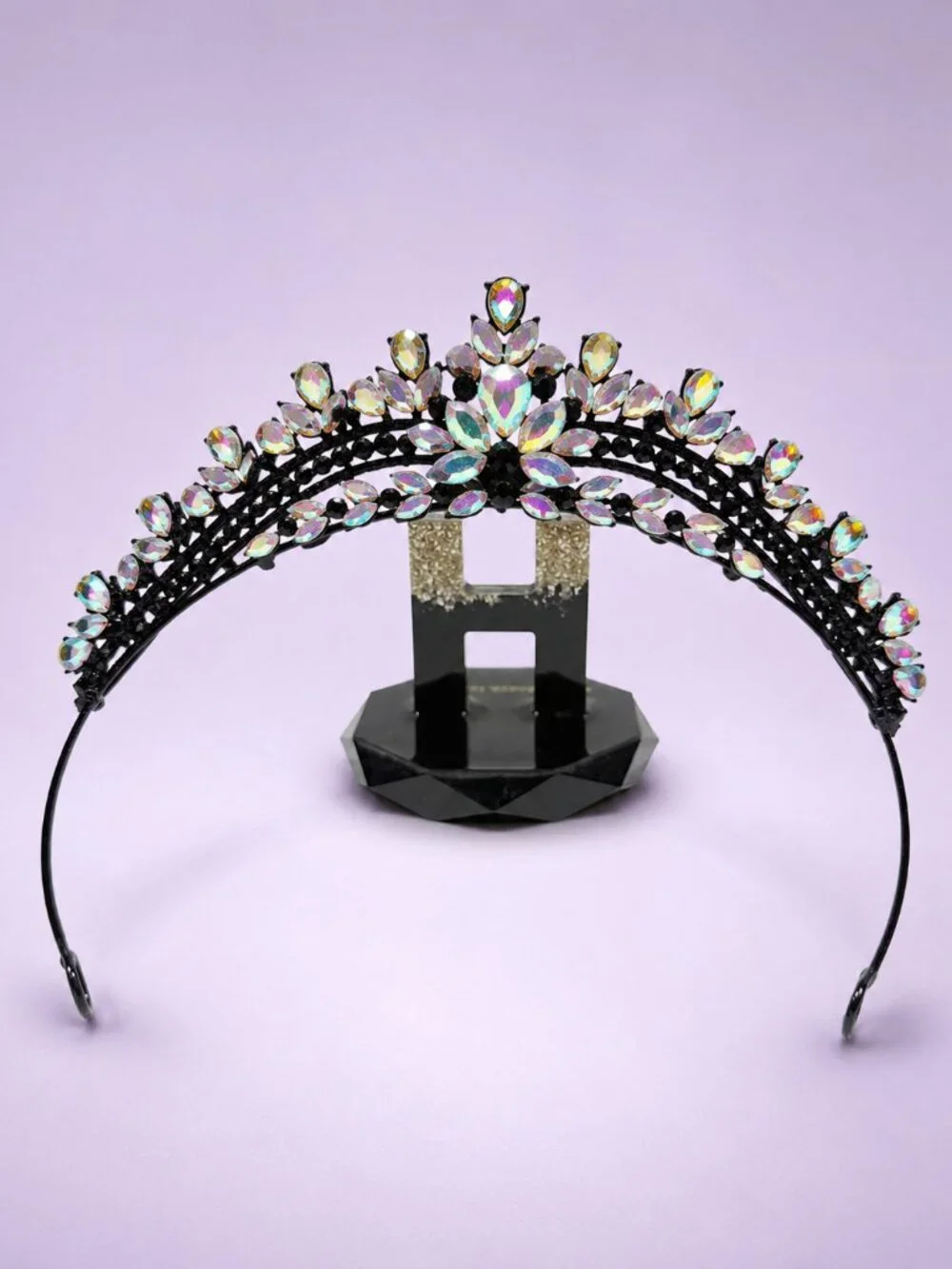 black AB tiara, Princess tiara, Halloween costume crown, Flower Girl Headband